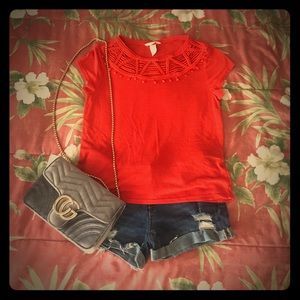 H&M Red Boho Top